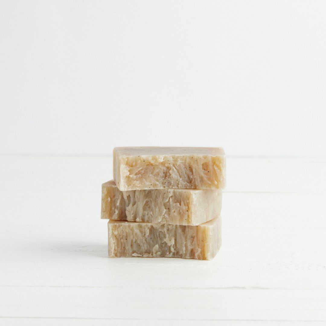 Sebesta Apothecary Seasonal Soap stack of 3 bars with speckles in them