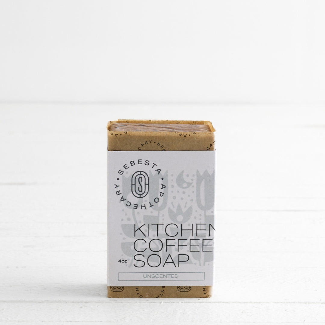 Kitchen Coffee Soap Sebesta Apothecary Branding White Background