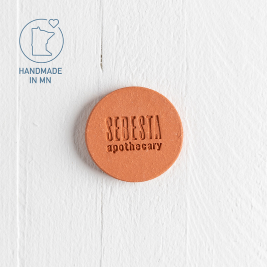 Sebesta Apothecary Clay Desiccant Disc HANDMADE IN MN Logo