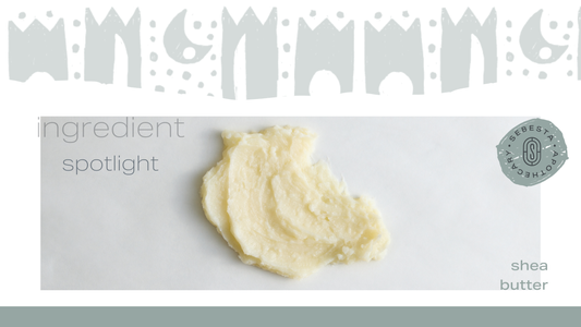 Ingredient spotlight Shea butter. Light background Shea butter swipe