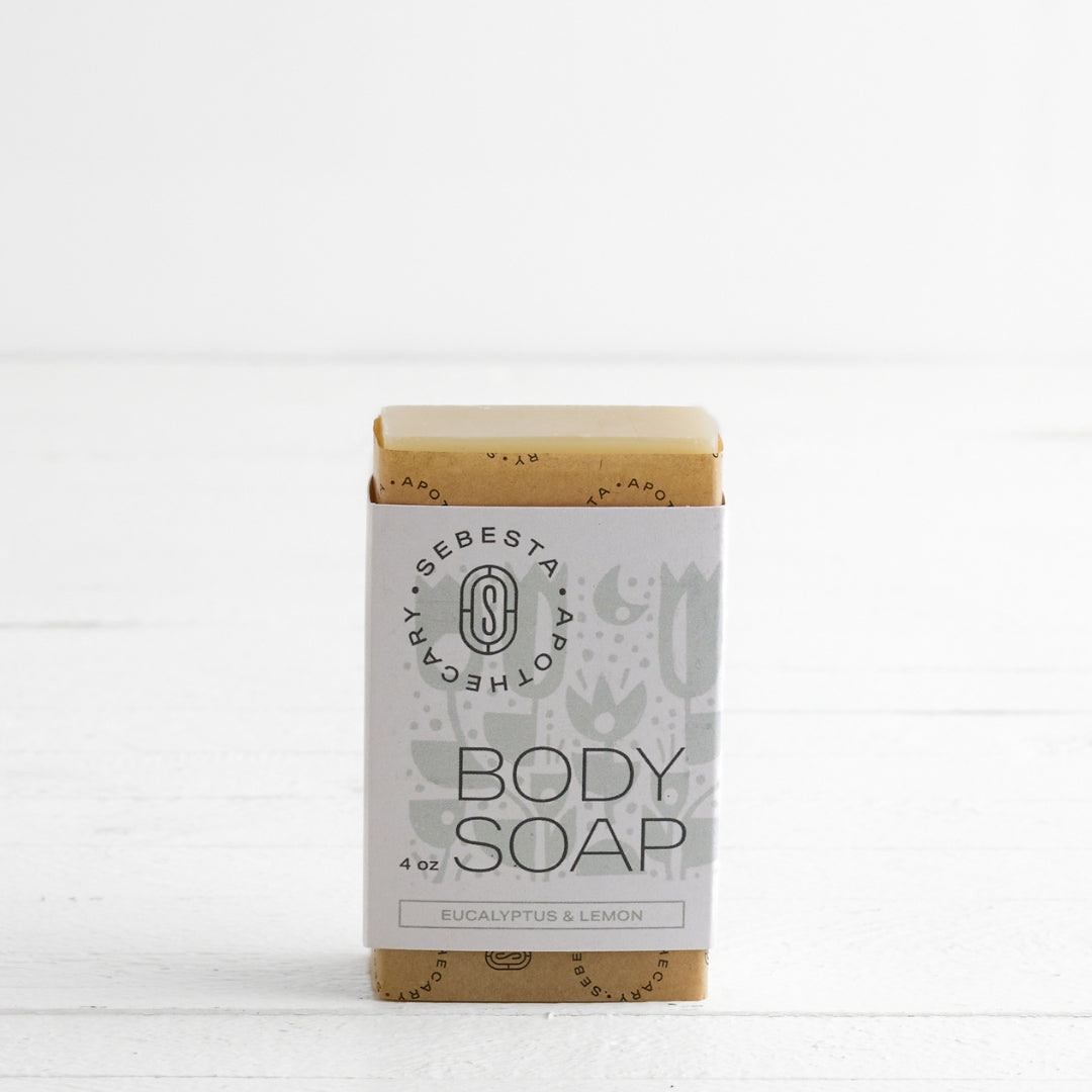 Body Soap Sebesta Apothecary Branding white background