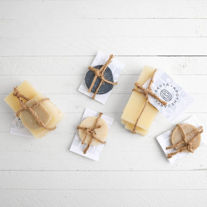 Sebesta Apothecary slices of soap on white background