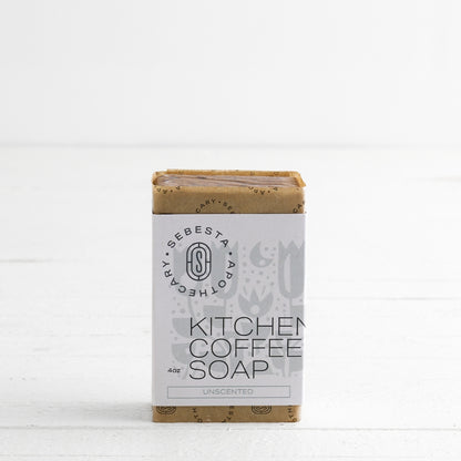 Kitchen Coffee Soap Sebesta Apothecary Branding White Background