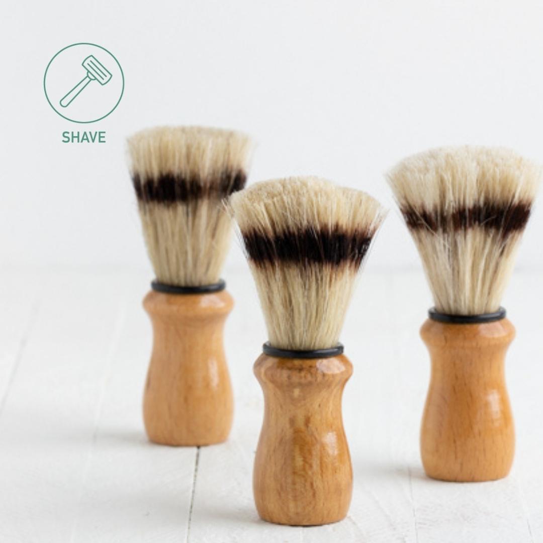 Sebesta Apothecary Horse Hair Shave Brush Line of 3 SHAVE LOGO