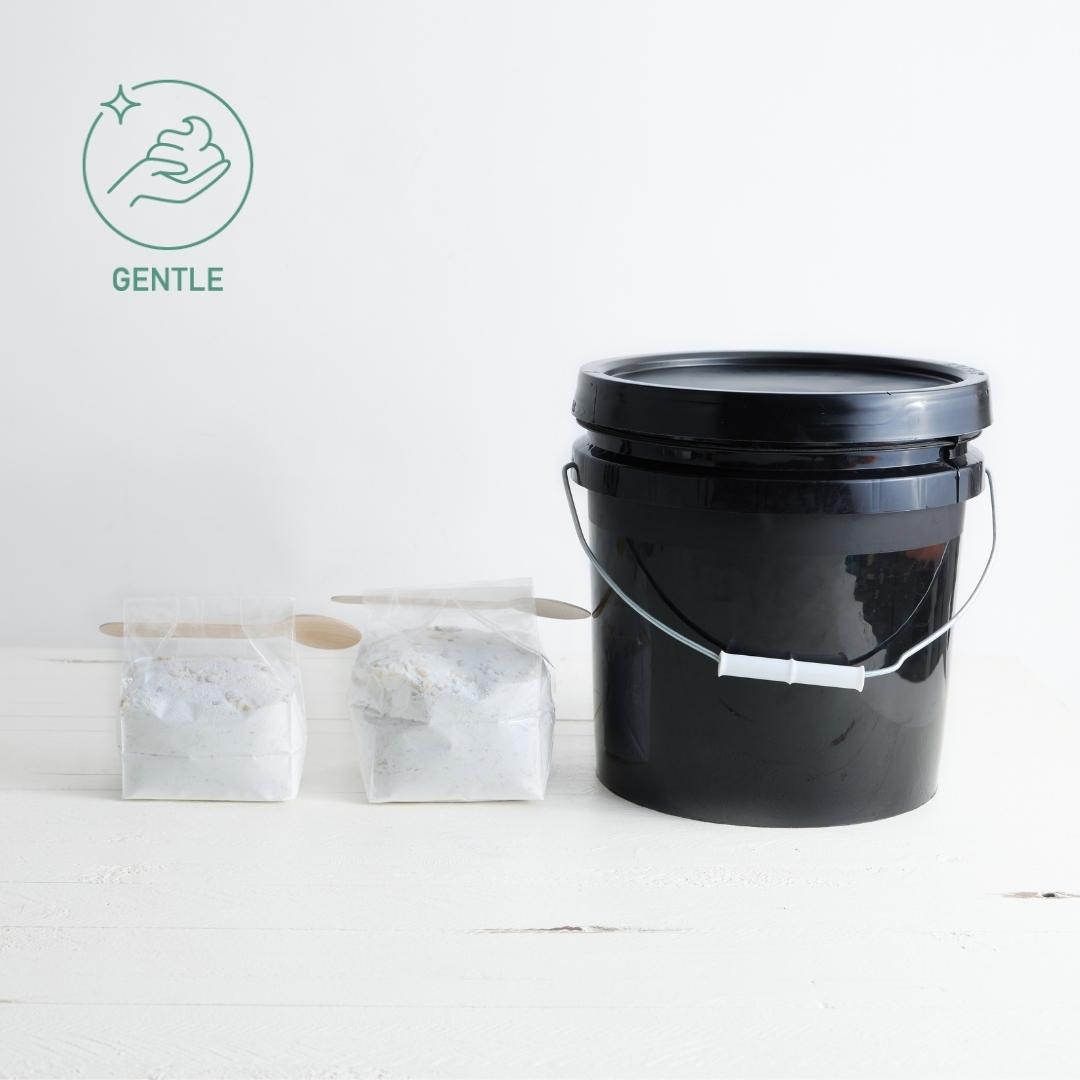 Sebesta Apothecary Laundry Powder Bags and bucket compare GENTLE LOGO