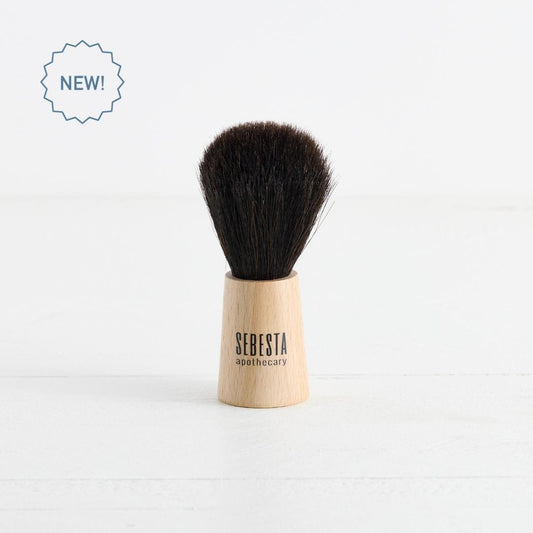 Sebesta Apothecary Premium Shave Brush - Spanish Horse Hair - Black brush with light wood handle NEW logo